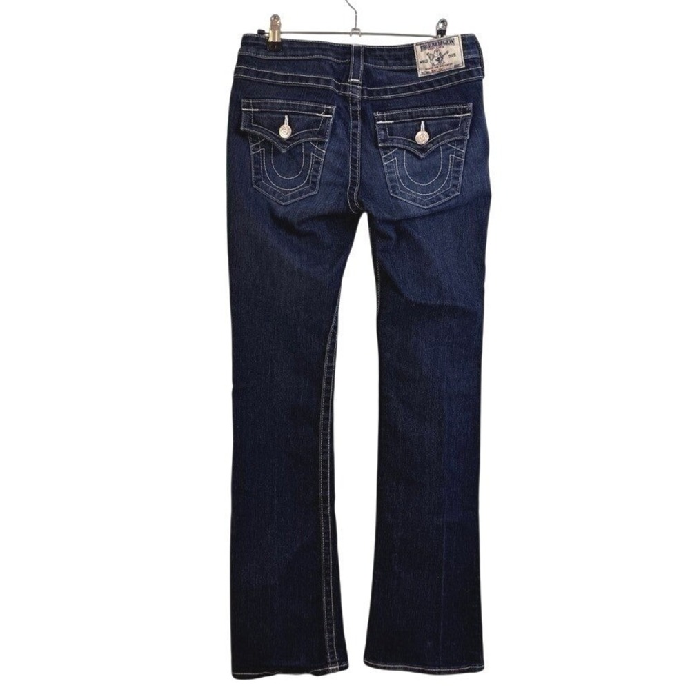True Religion Joey Flare Y2K Lowrise Jeans Womens 27 Dark Wash Contrast Stitch - Picture 6 of 12